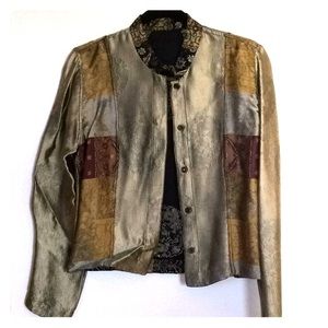 Reversible mandarin collared short jacket